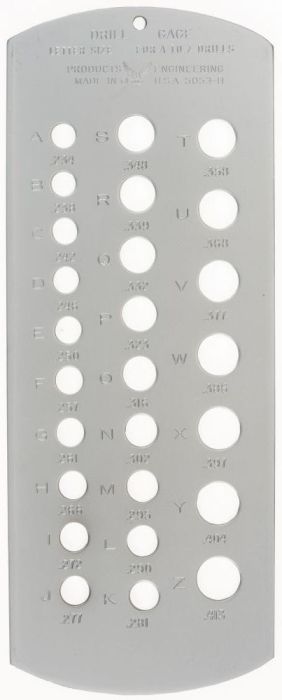 Drill Gauge Letters A Z