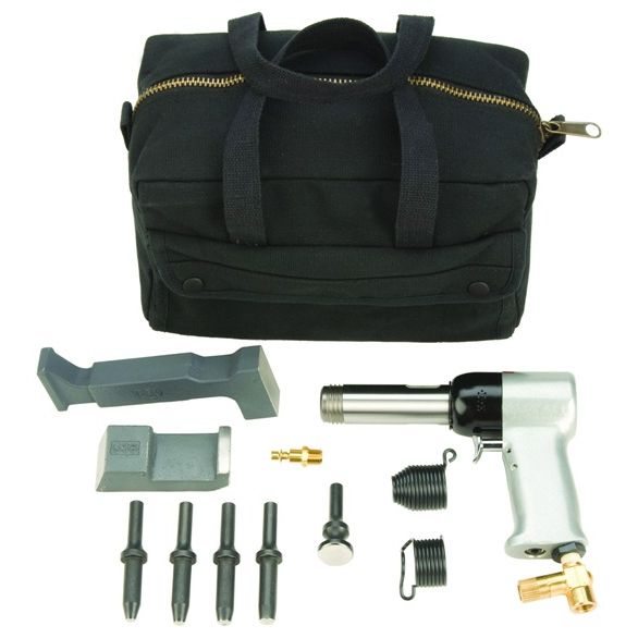 Rivet Gun Kit w/ 4x rivet Gun  Bucking Bar Rivet Sets and Tool Pouch BRAND NEW 