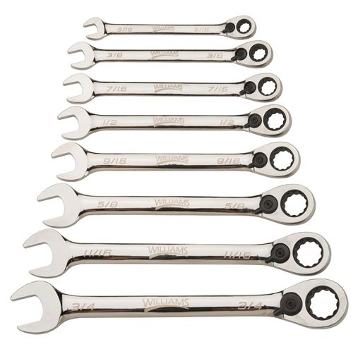 8 Piece Reverse Ratcheting Combination Wrench Set 5/16